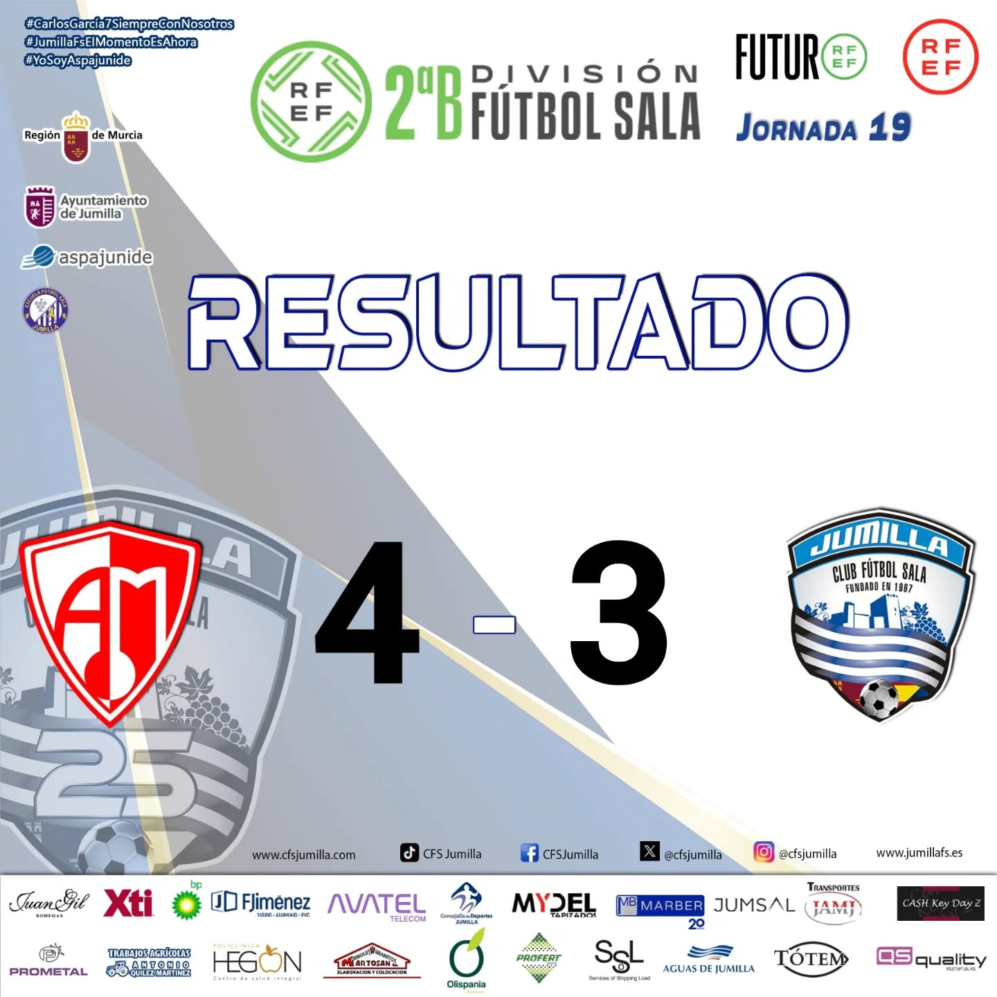 El CFS Jumilla hace sufrir al líder hasta el final, pero se vuelve de vacío de Mengíbar (4-3)