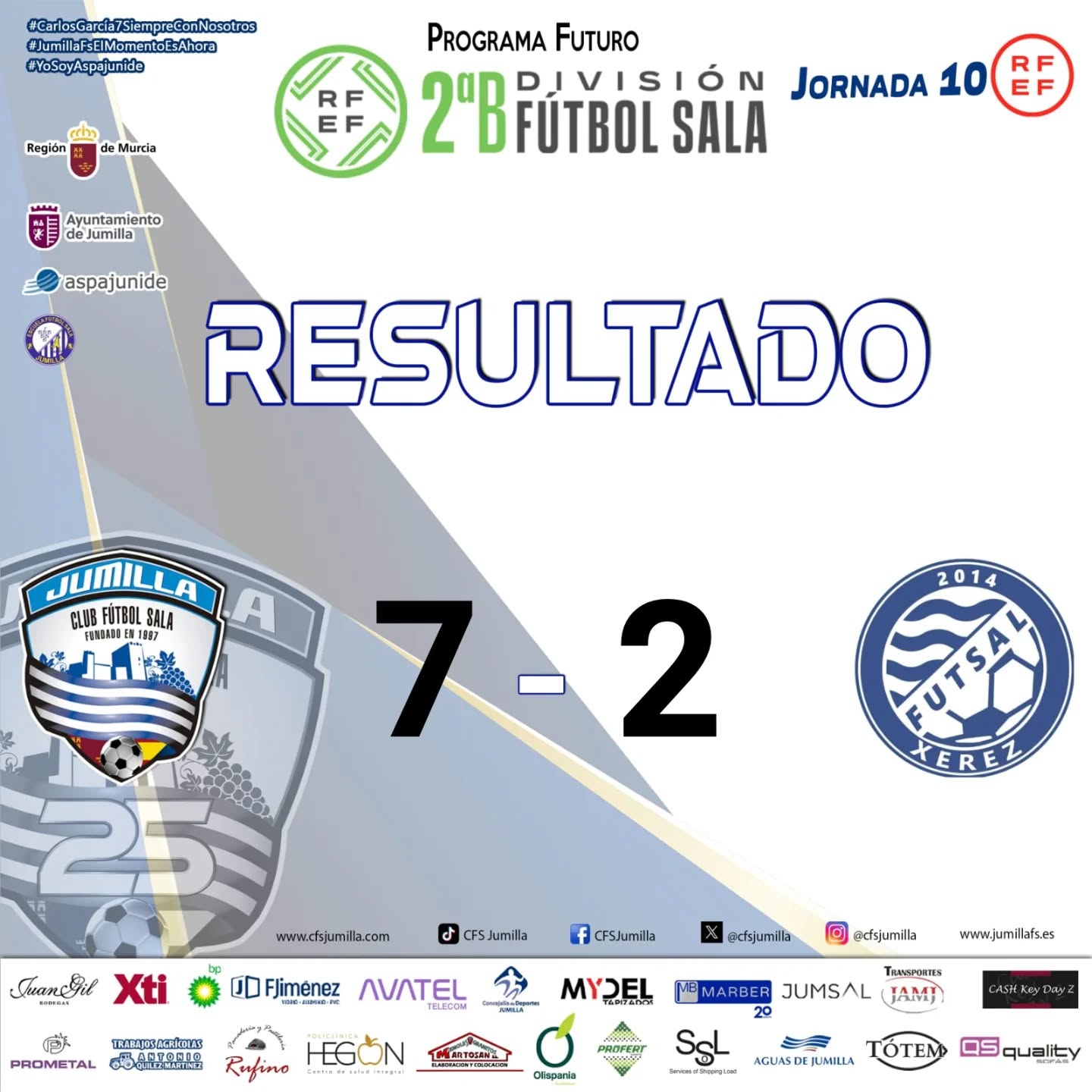 Exhibición de poder en el Carlos García: el CFS Jumilla arrolla al Xerez con un 7–2 memorable